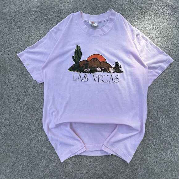 Vintage 70s Las Vegas Shirt Womens Large Single Stitch Nevada Nature Casino - Picture 1 of 6